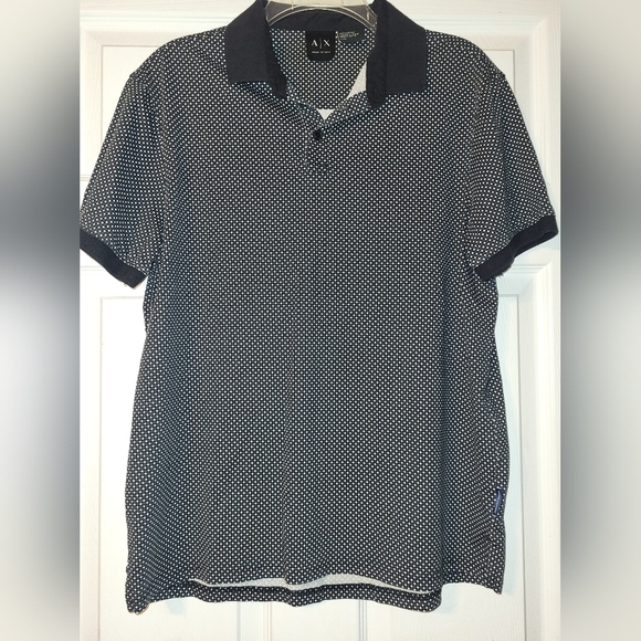 A/X Armani Exchange Men's Black and White Dotted Polo Shirt Size Large - Picture 7 of 7